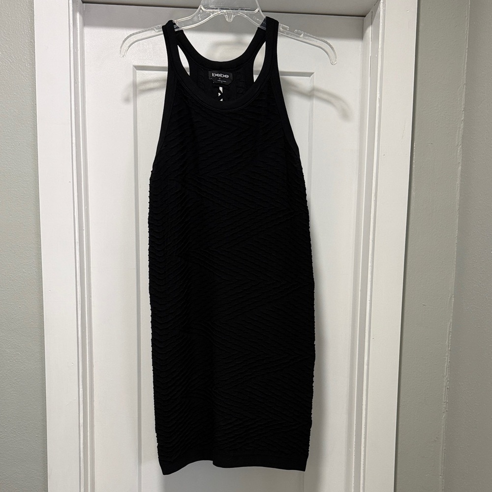 Bebe Black Textured Mini Dress